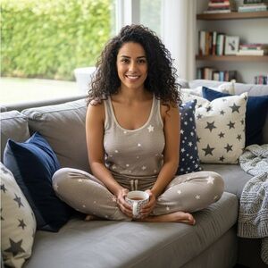 Karen Neuburger Cream Star Pajama Set